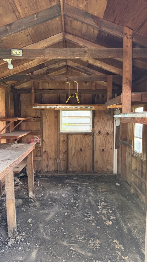 The same shed completely emptied and swept out